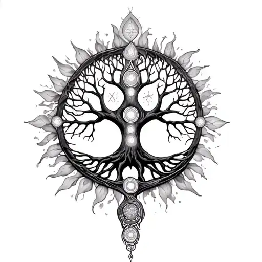 Tree Of Life With All 7 Chakras