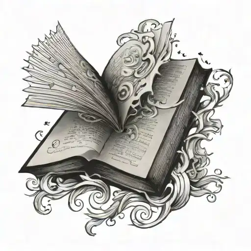 Upside Down Open Book Tattoo Design