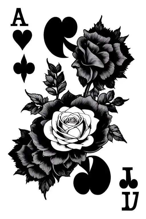 Queen Of Hearts Playing Card With Rose In Center