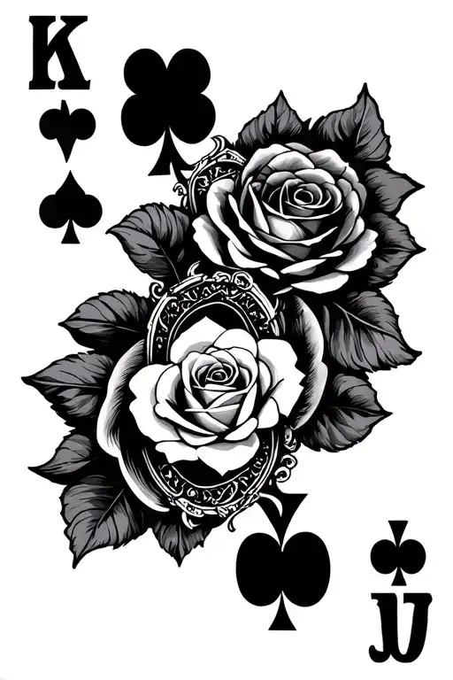 Queen Of Hearts Playing Card With Rose In Center