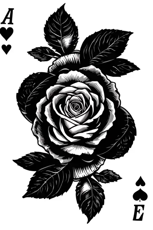 Queen Of Hearts Playing Card With Rose In Center