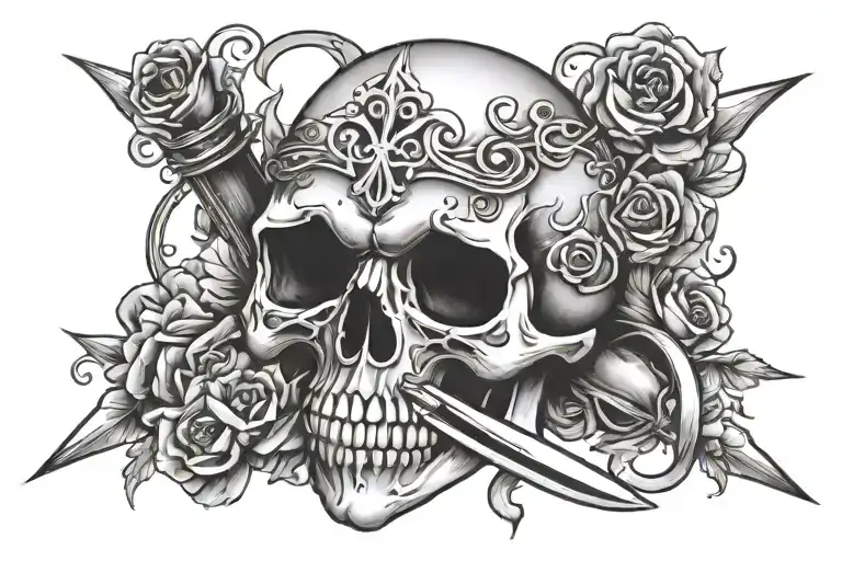 Skull Heart Dagger Piercing