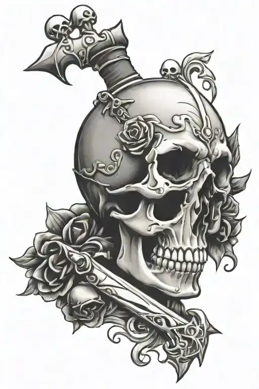 Skull Heart Dagger Piercing