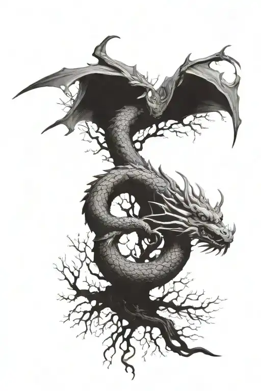 The Ouroboros Dragon Wraps Itself Around A Tree
