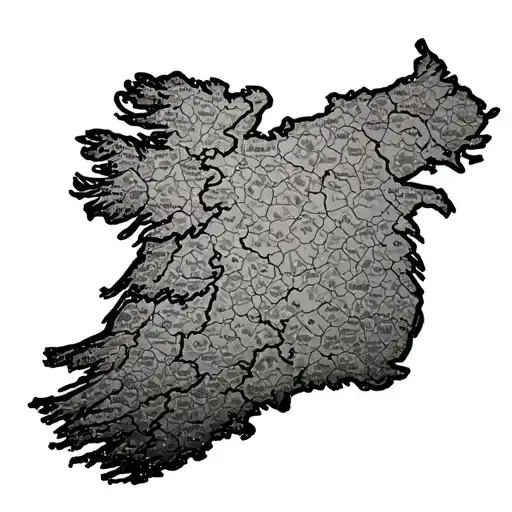 Post Stamp With A Map Of Ireland Basic Tattoo Design