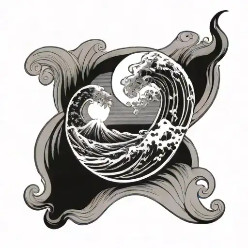 Wave And Moon Rising