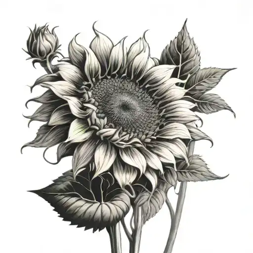 Sunflower With Stem From The 50S