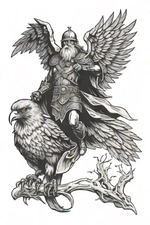 Odin And Crow Flying