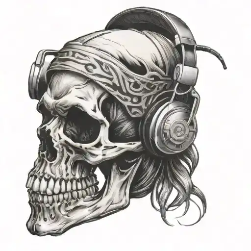 Skull Wearing Headphones