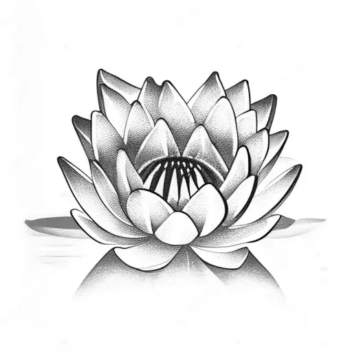 Water Lilly On Water At Night With Moon Behind It