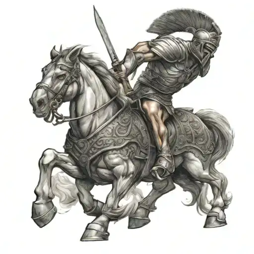 Gladiator With Sword Chariot Colloseum Tatto