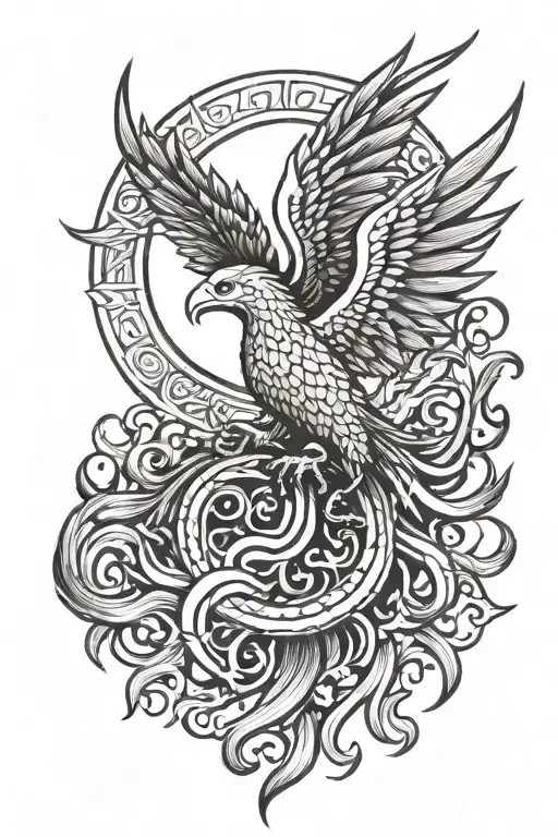 Sun With Phoenix Rising