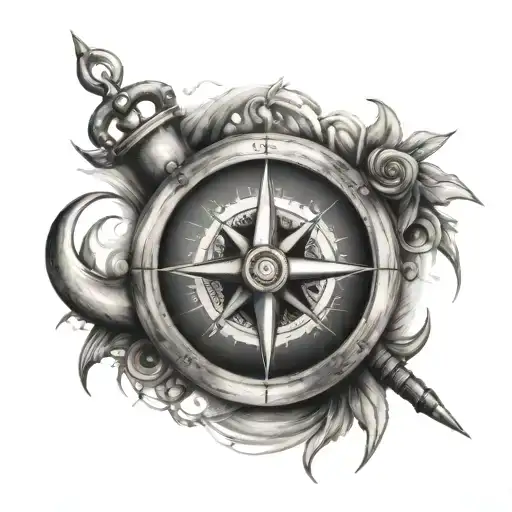 Compass And Anchor Intertwined
