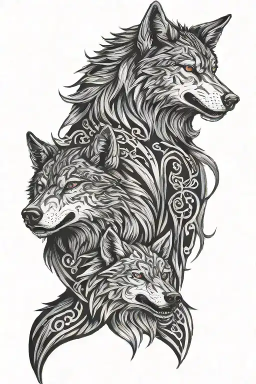 Dark Wolf With Runas Vikingas