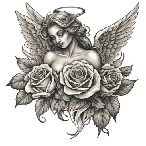 Angel With Wings Roses Growing