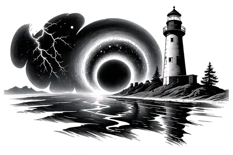 Lighthouse Black Hole Planet Lightning