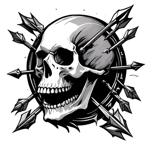 The Skull Around It Is A Rune In The Mouth Of A Vegvizer And 3 Arrows Pass Through The Skull