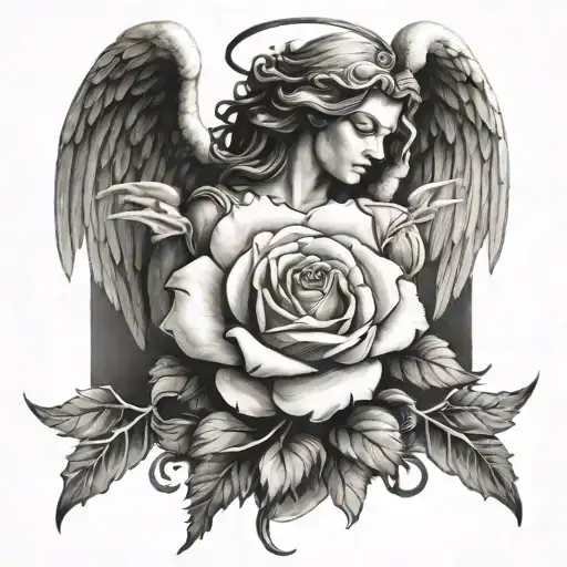 Angel Fighting Roses Biblical