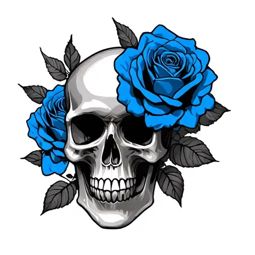 Blue Skull And Roses