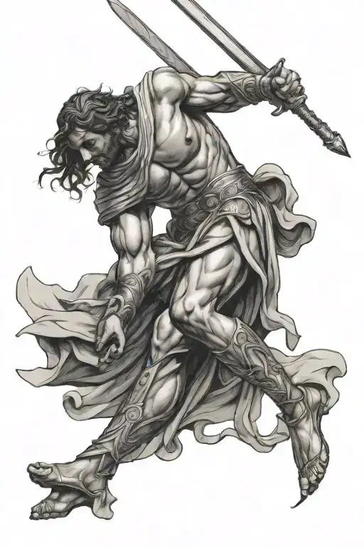 Hellenistic Man Being Stabbed By Sword