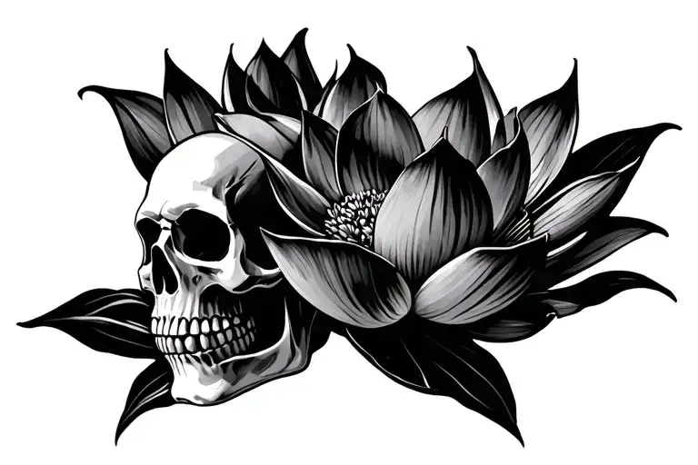 Lotus Flower With Skull Inside American Traditional