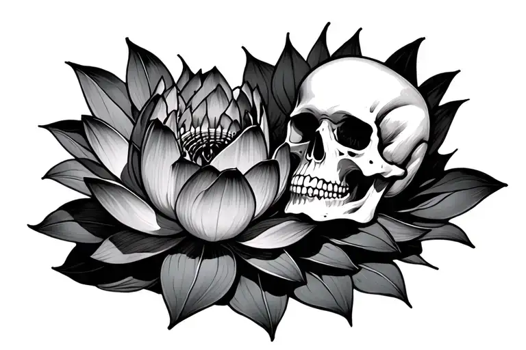 Lotus With Skull Inside Surrounded