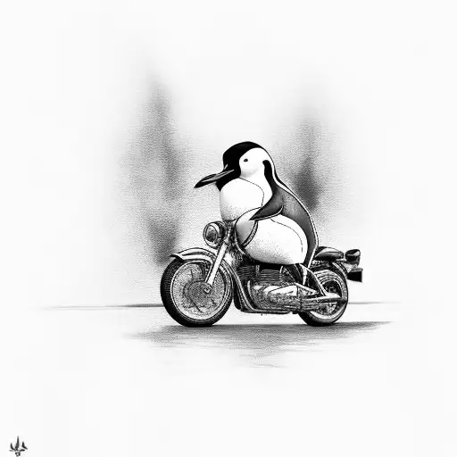 Penguin On A Motorcycle