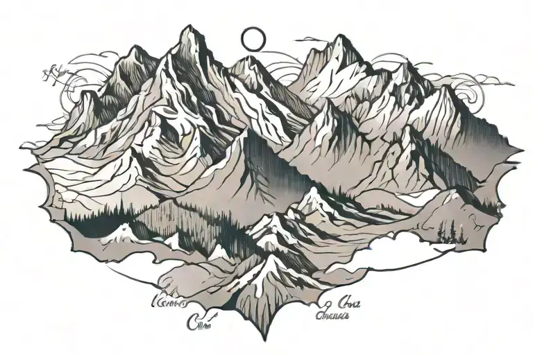 Mountain Range With Coordinates Written Underneath