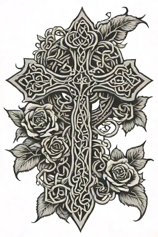 Celtic Cross Made From Vines And Roses