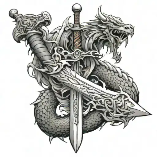 Sword With Dragon Wrapped