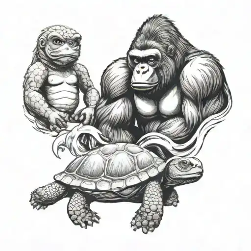 Gorilla And Turtle