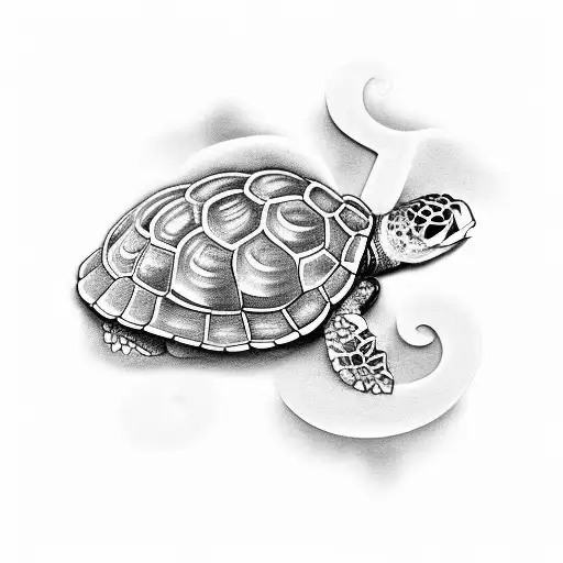 Turtle And Lilac Flowers