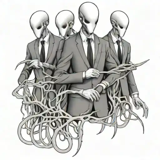 Multiple Slenderman Forming A Line