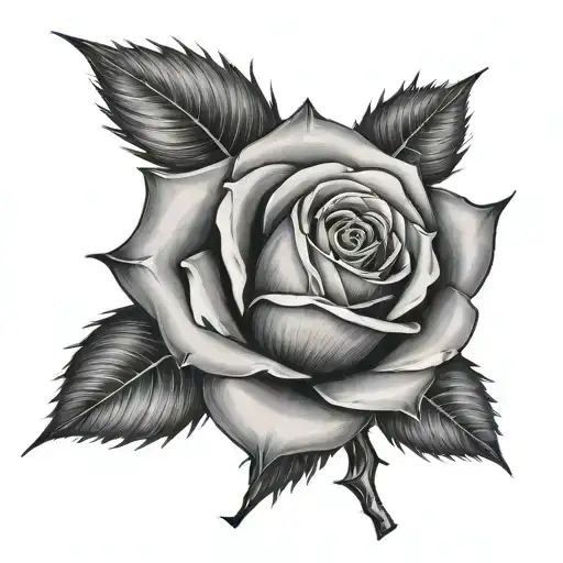 Long And Straight Rose With A Stem And Thorns