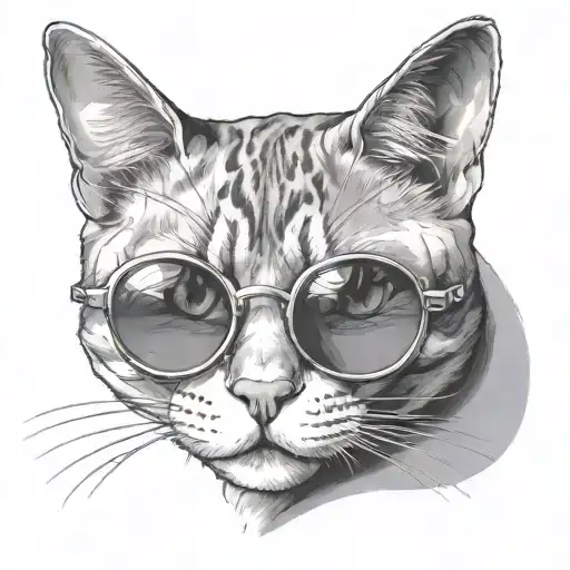 Cat Face Wearing Sunglasses Looking