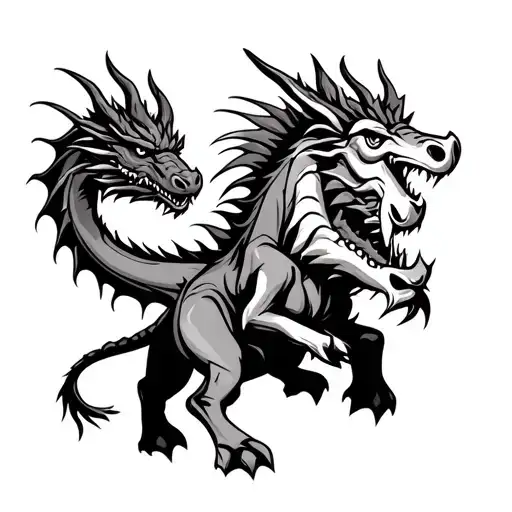 Donkey Fighting A Dragon