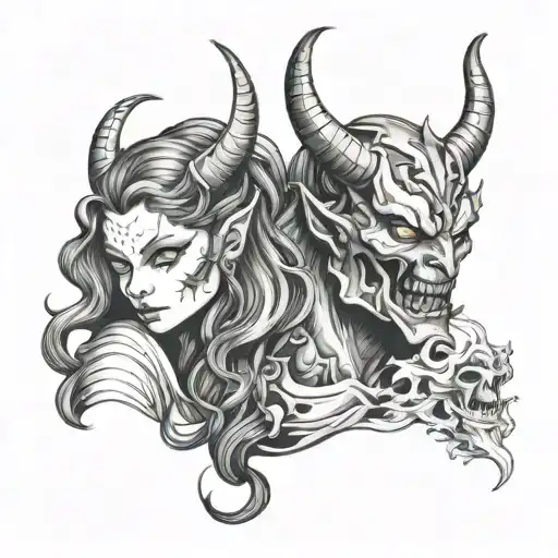 Demon And Girl Holding