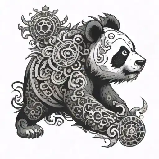 Panda Angry Mandala Design Incorporating Elements