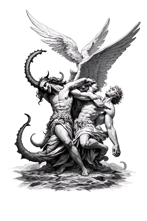 Arch Angel Michael Fighting Satan