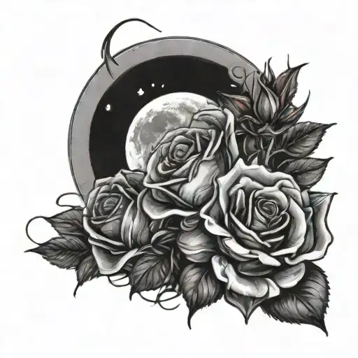 Halh Moon With Red Roses Blooming