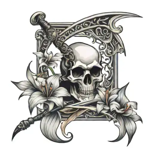 Reaper Scythe Made Of Amaryllis Flowers