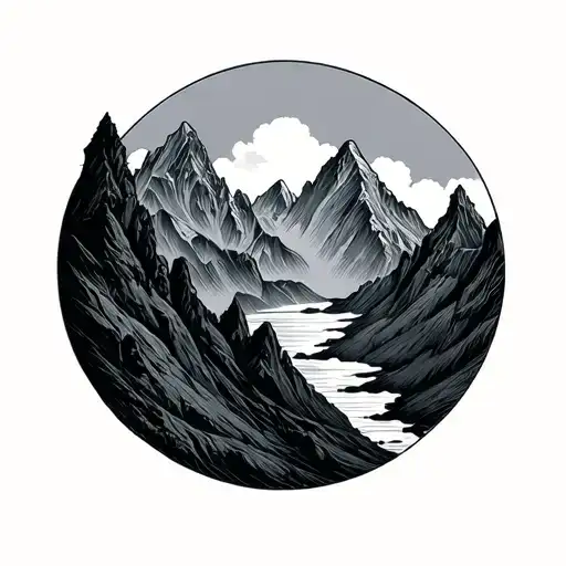 3 Simple Mountains In Circle