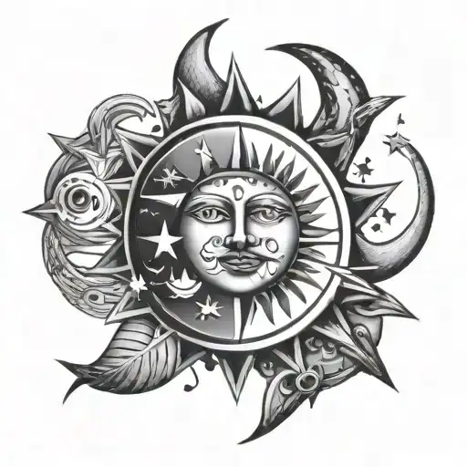 Uruguay Sun With A Face And Moon 4 Birds 7 Stars