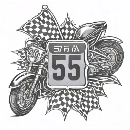 Number Plate With The Number 505 On It With Checkered Flags In The Background