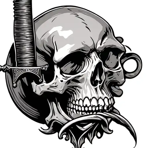 Skull With Knife Intertwined