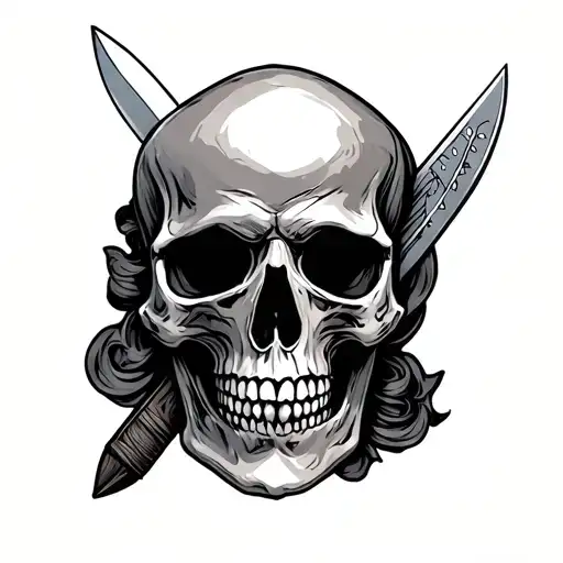 Skull With Knife