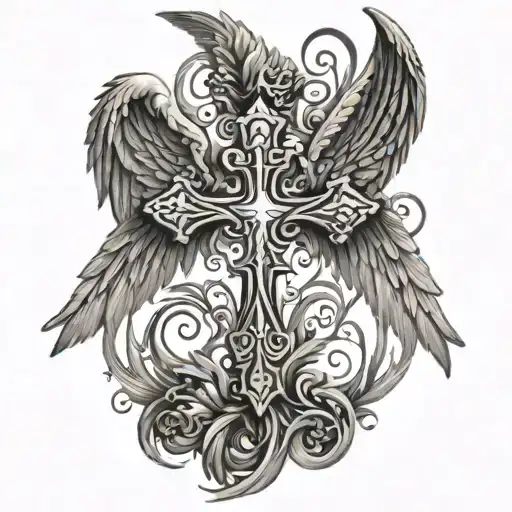 Cross With Angel Wings Made