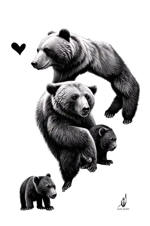 Mama Bear And 2 Cubs