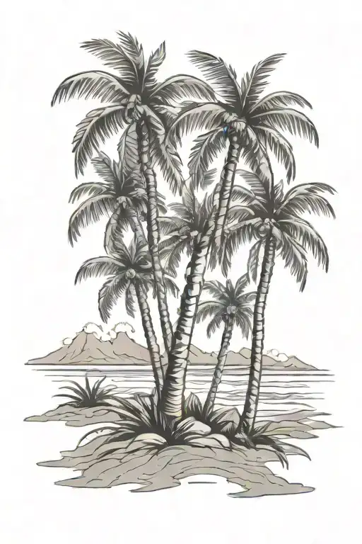 Palm Tree Beach Scene With Palm Trees