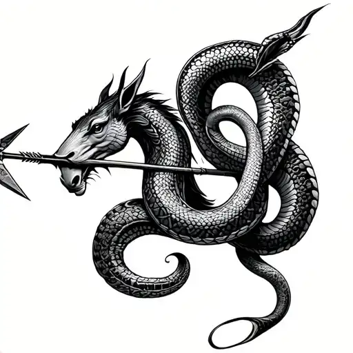 Snake And Centaur Shooting Arrow